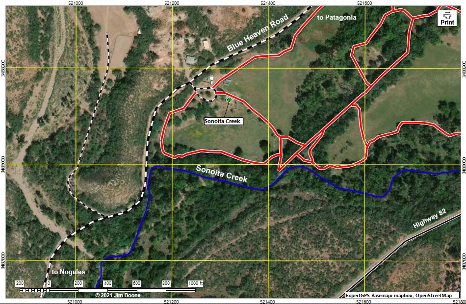 Patagonia--Sonoita Creek Sanctuary Map