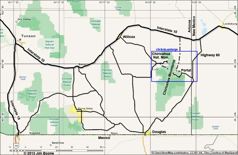 Southeastern Arizona Birding Map