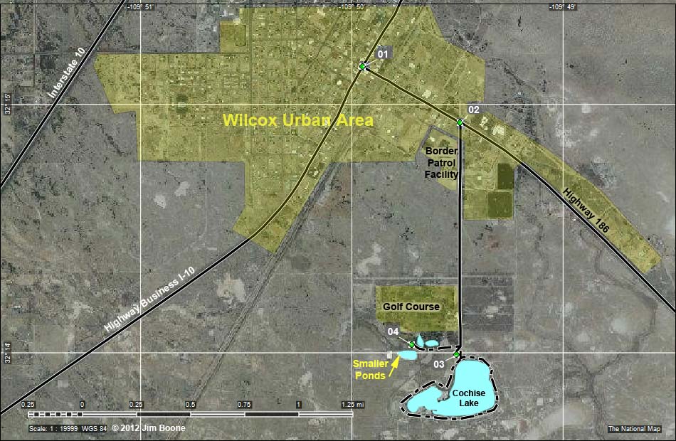 Cochise Lakes, Wilcox Playa, Arizona, Area Map