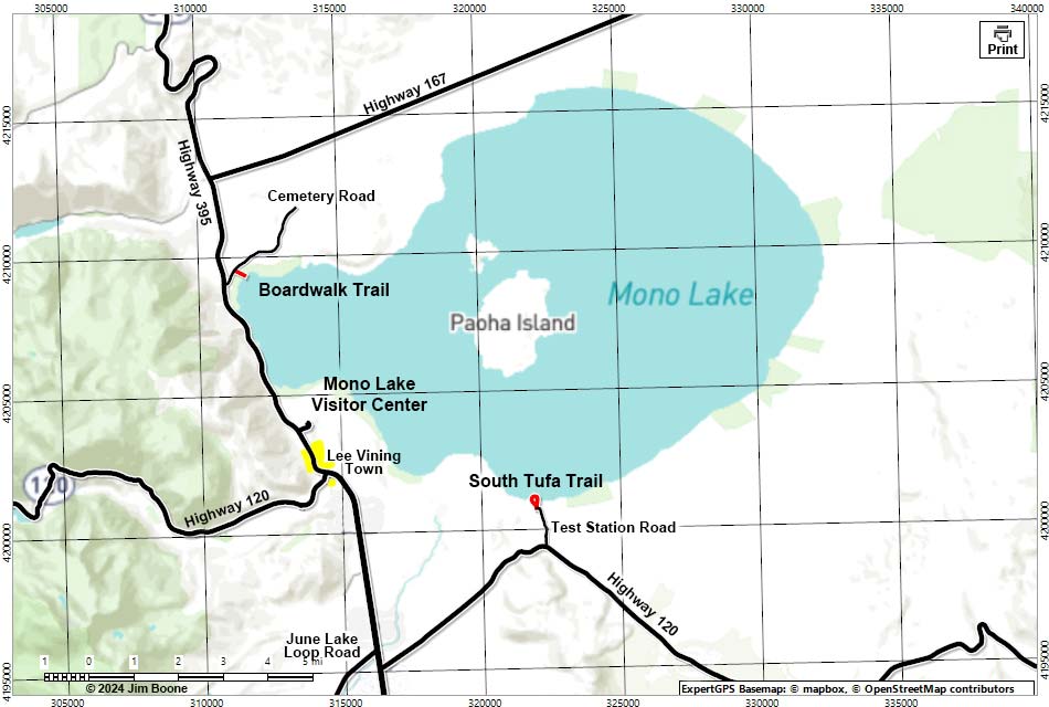 Mono Lake Area Map