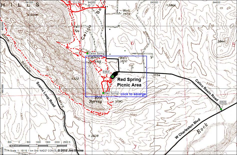 Calico Basin, Red Spring Area Map