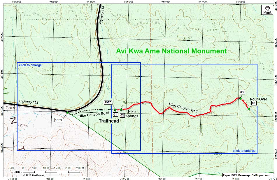 Hiko Canyon Route Map