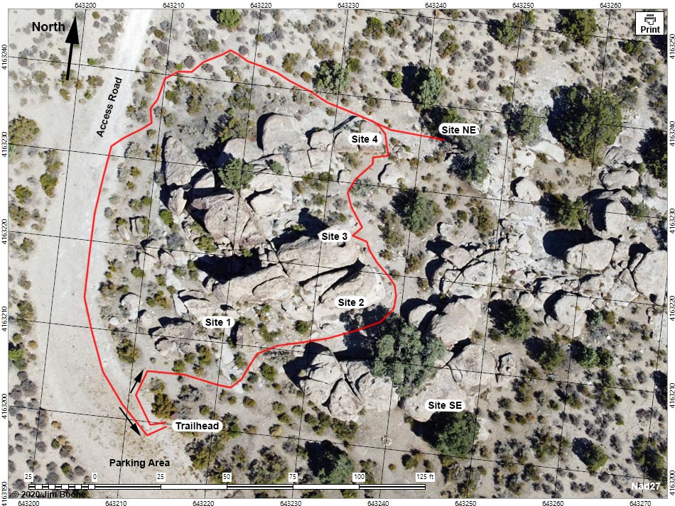 Mt. Irish Archeological District -- Paiute Rock Site Map