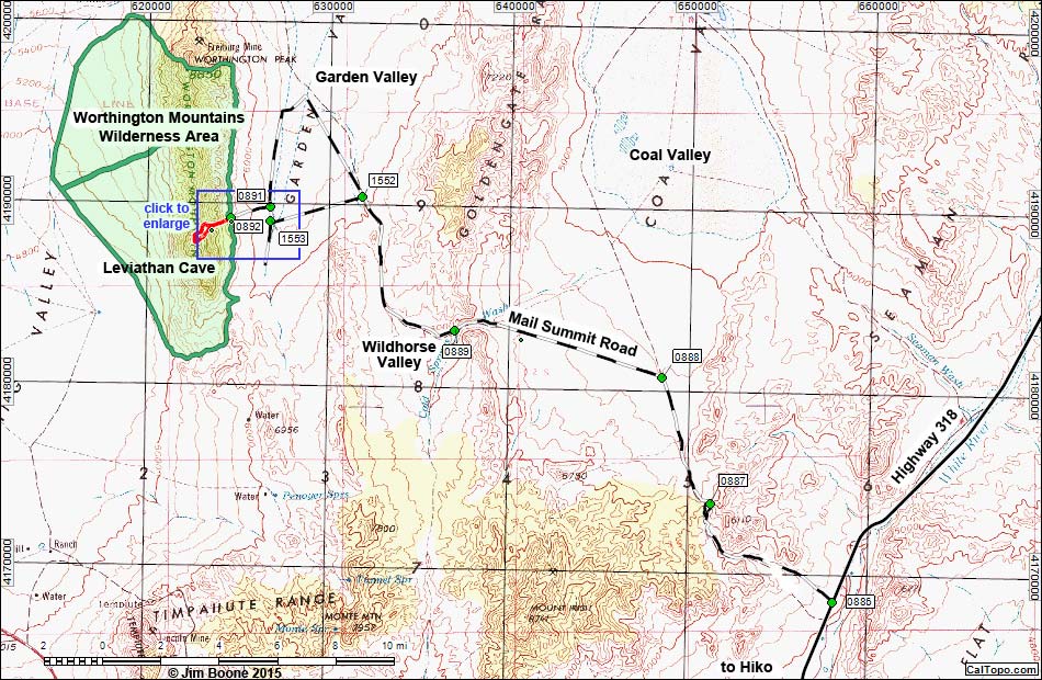 Leviathan Cave Area Overview Map