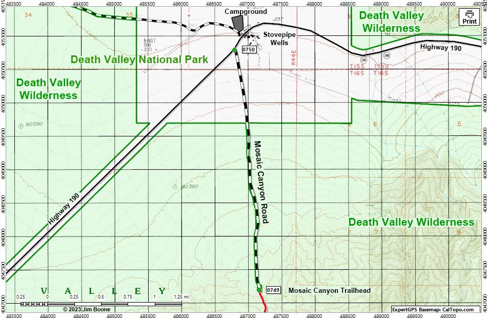 Darwin Falls Trail Map