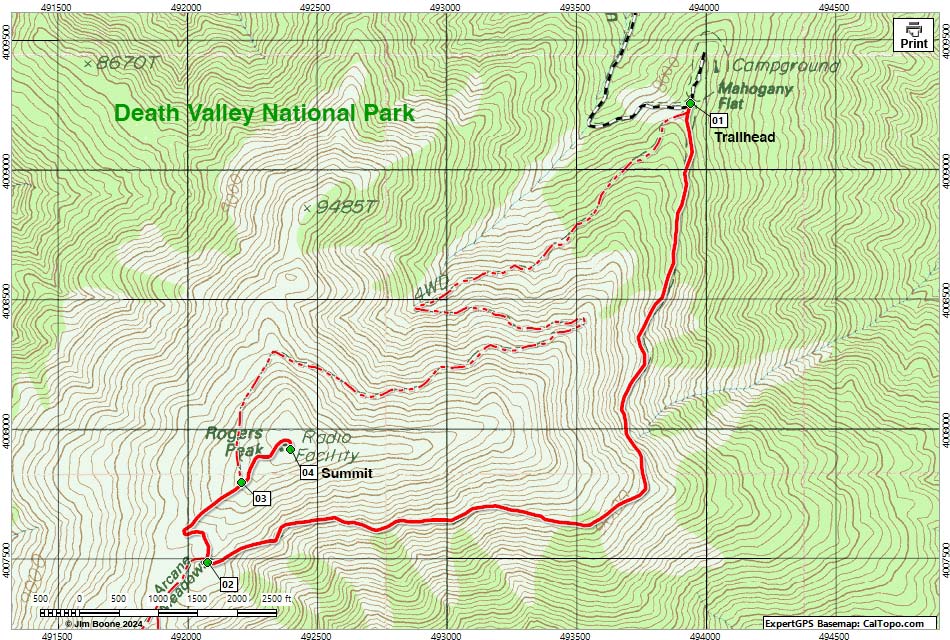 Rogers Peak Route Map