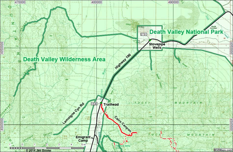 Cairn Canyon Trailhead Map