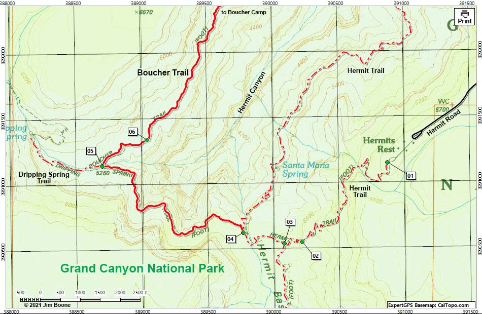 Boucher Trail Map (south section)