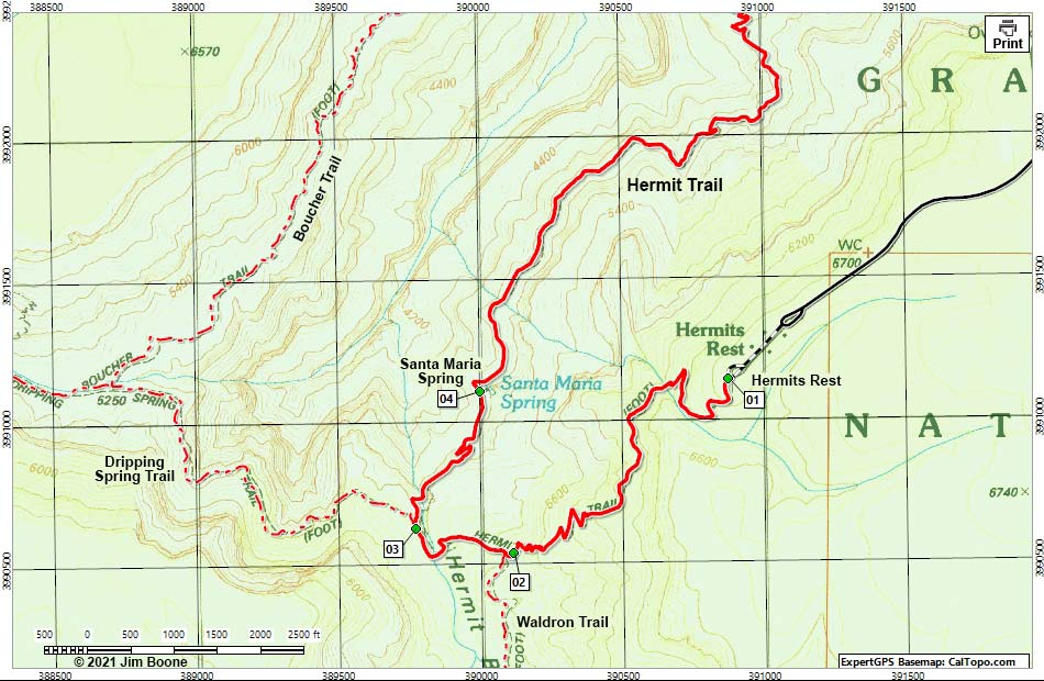 Hermit Trail Map