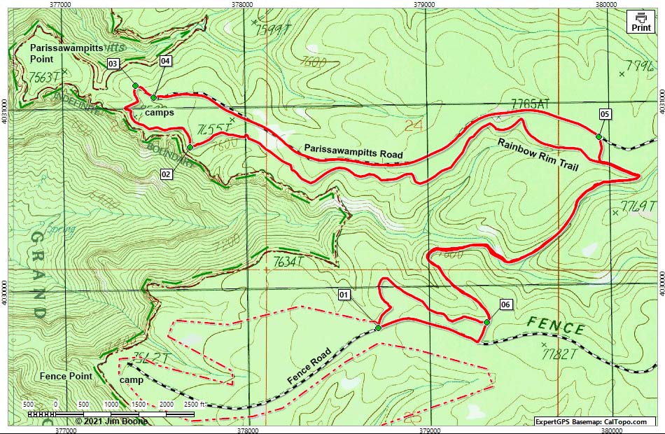 Rainbow Rim Trail Map