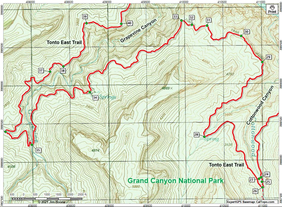 Tonto East Trail map