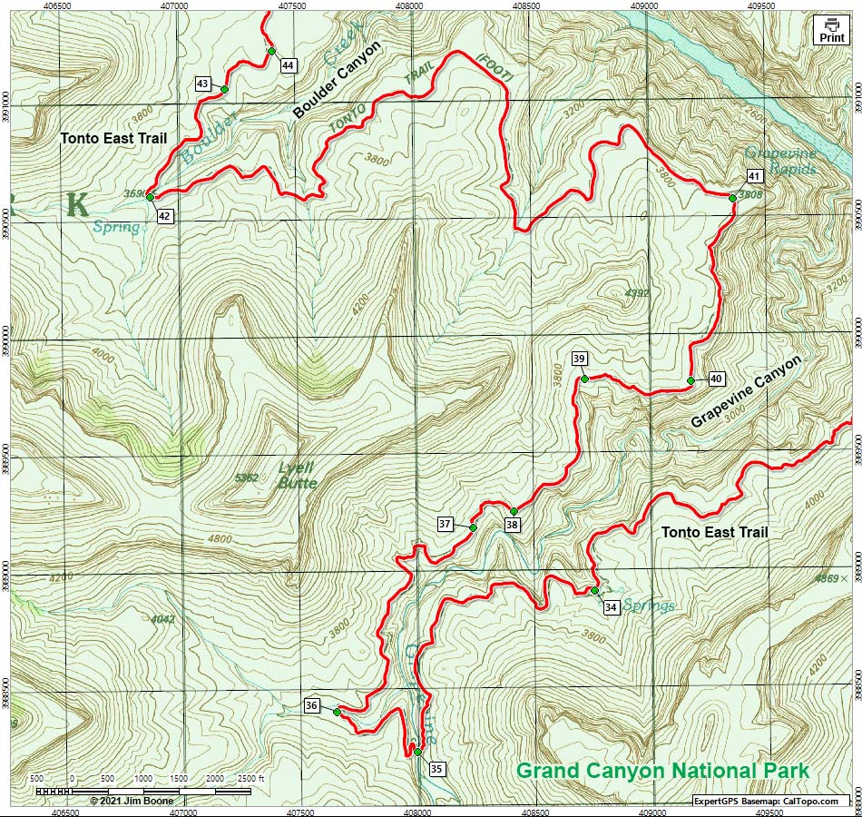 Tonto East Trail map