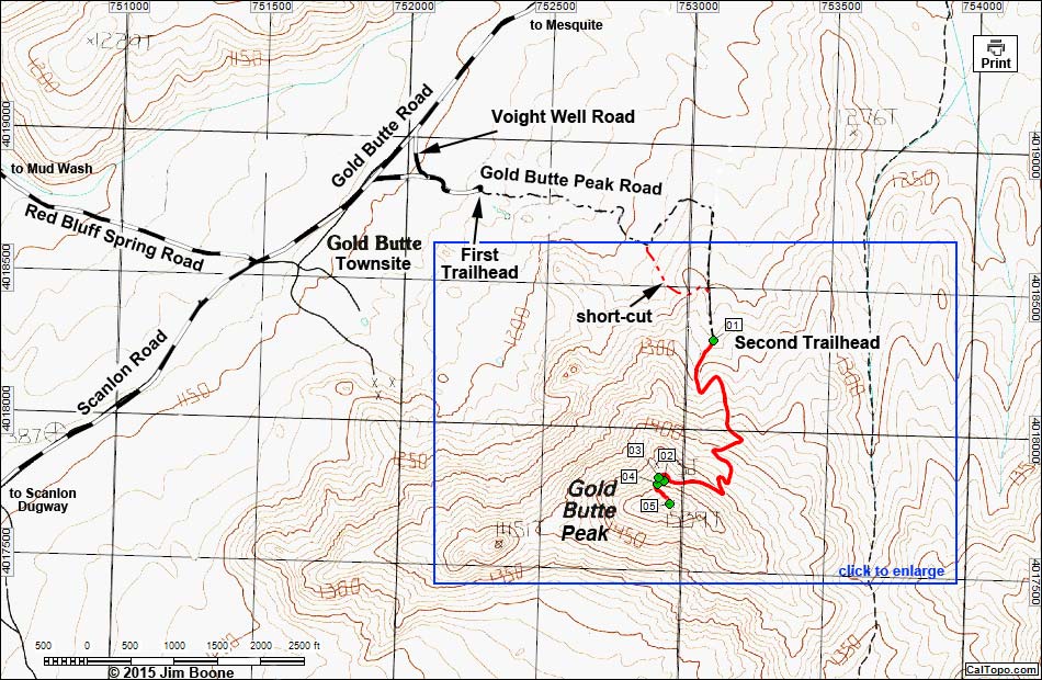 Gold Butte Peak Area Map