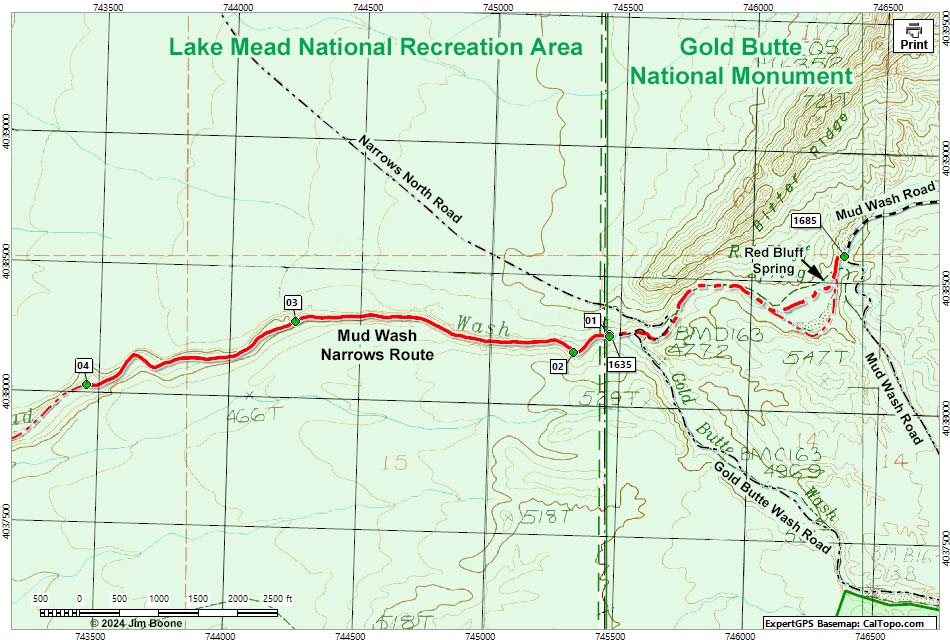 Mud Wash Narrows Map