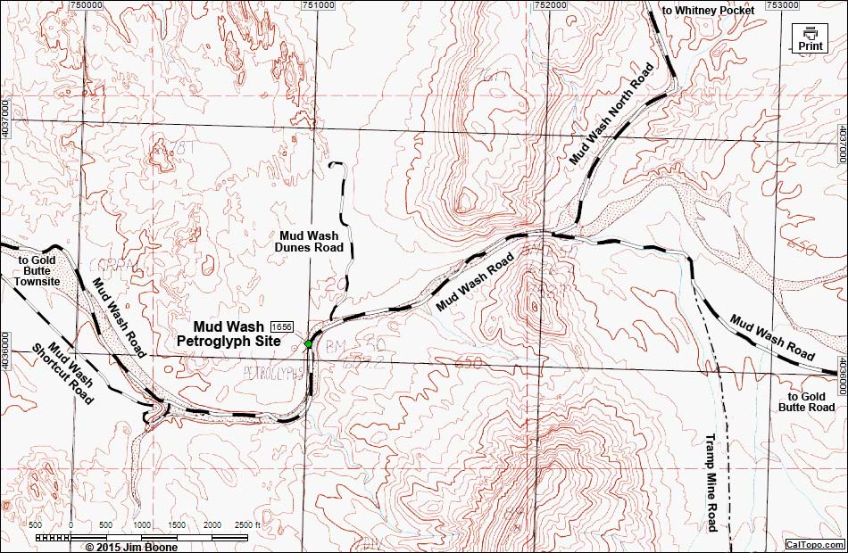 Mud Wash Petroglyph Panel Map