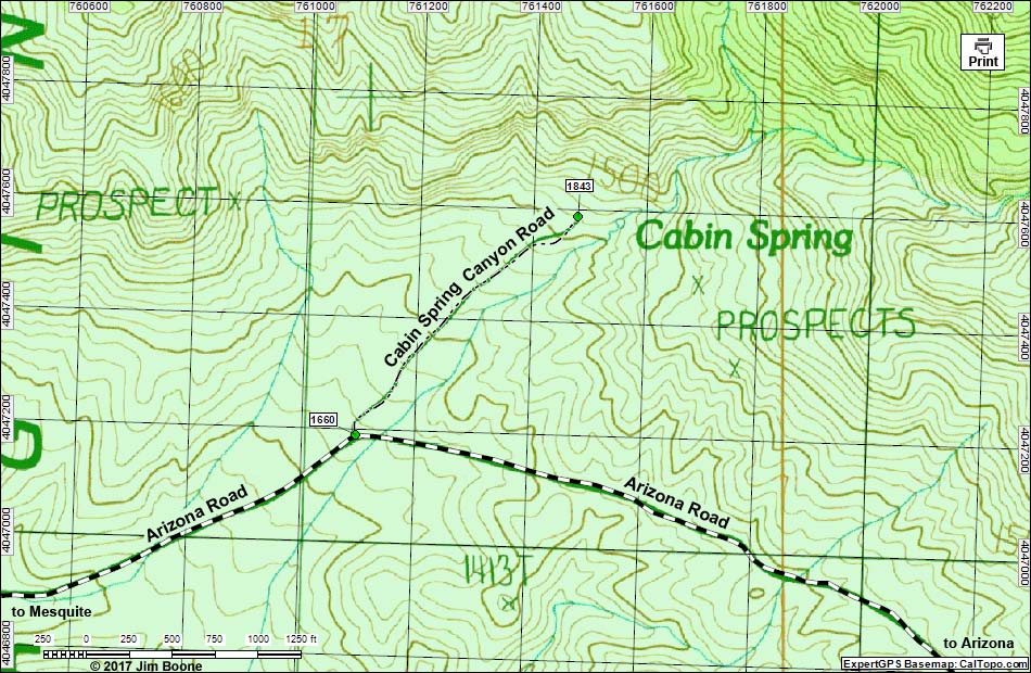 Cabin Spring Canyon Road Map