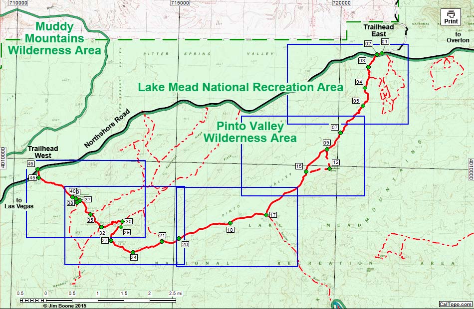 Pinto Valley Route Map