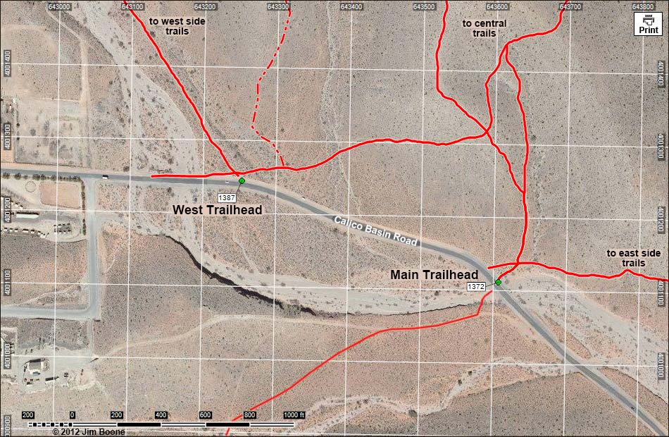 calico wash trailhead map