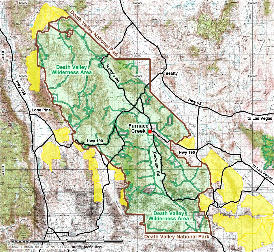 Death Valley Wilderness Area Map